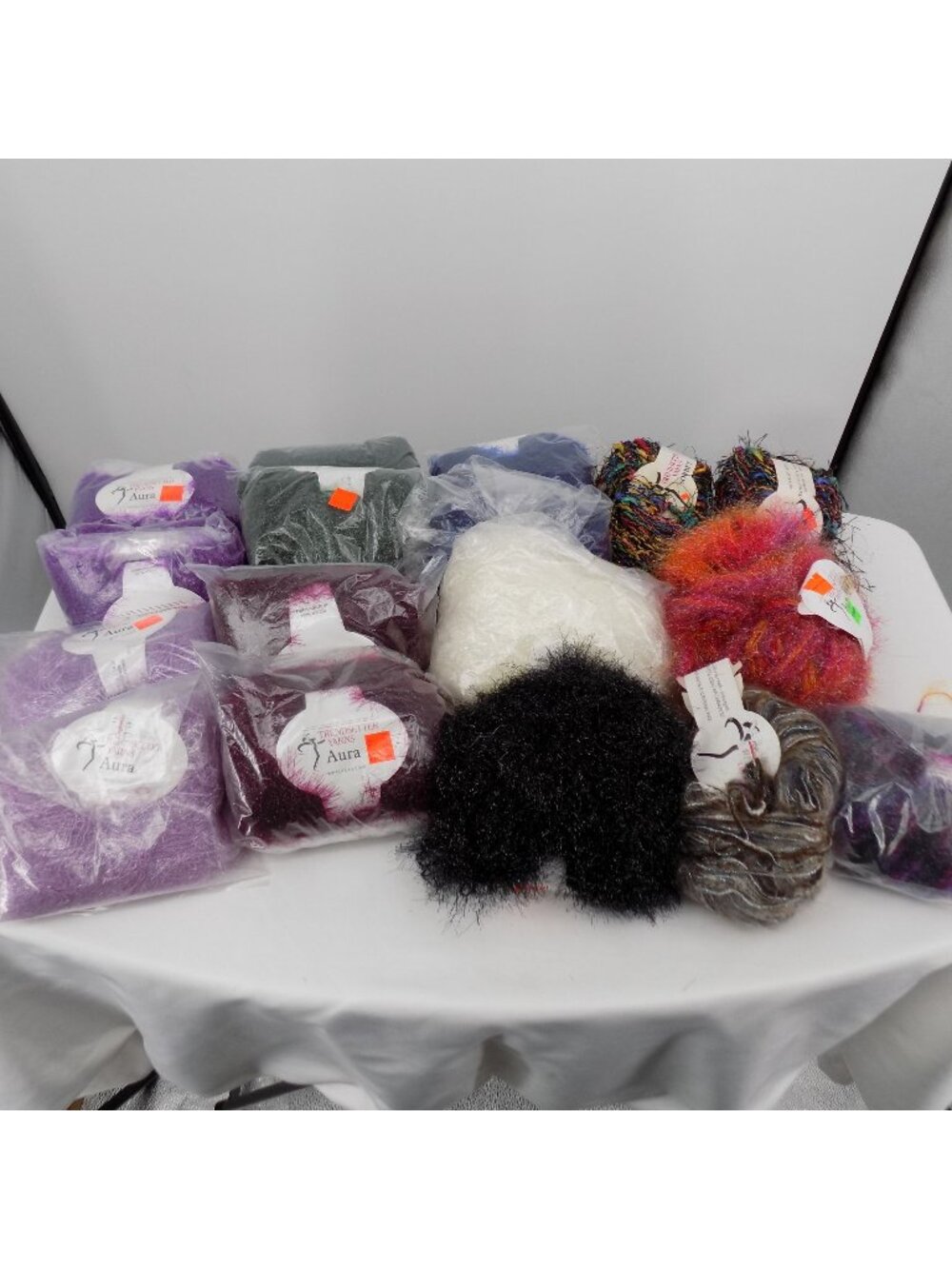 Trendsetter Yarn 17 Skein Mixed Color Lot Aura Dune Sorbet Purple Green White